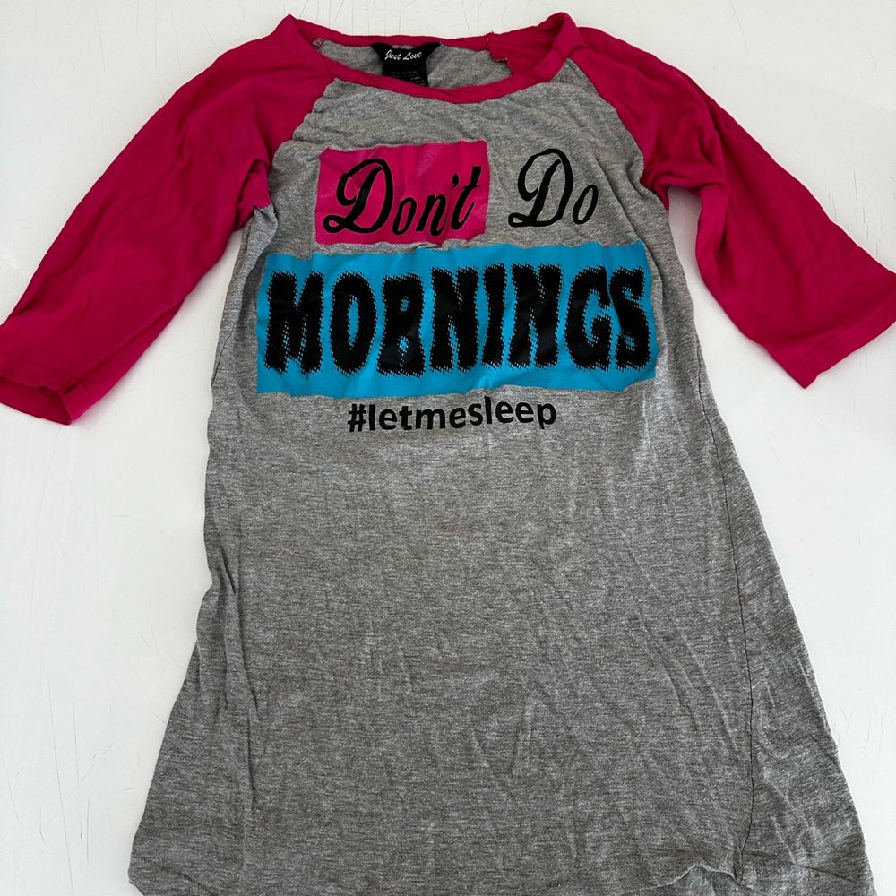 Women’s Gown/Sleep Shirt Baseball Sleeve Size S - Don’t do Mornings #letmesleep